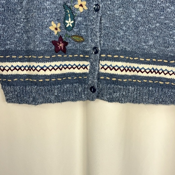 Classic Elements Autumn themed button down knit vest Sz M Blue - Picture 8 of 11